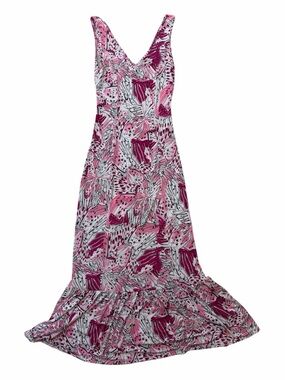 Maude Pink & White Floral V-Neck Maxi Dress
